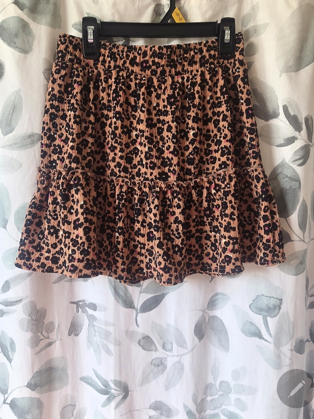 wonder nation Tan and Black Leopard Print Tiered Skirt